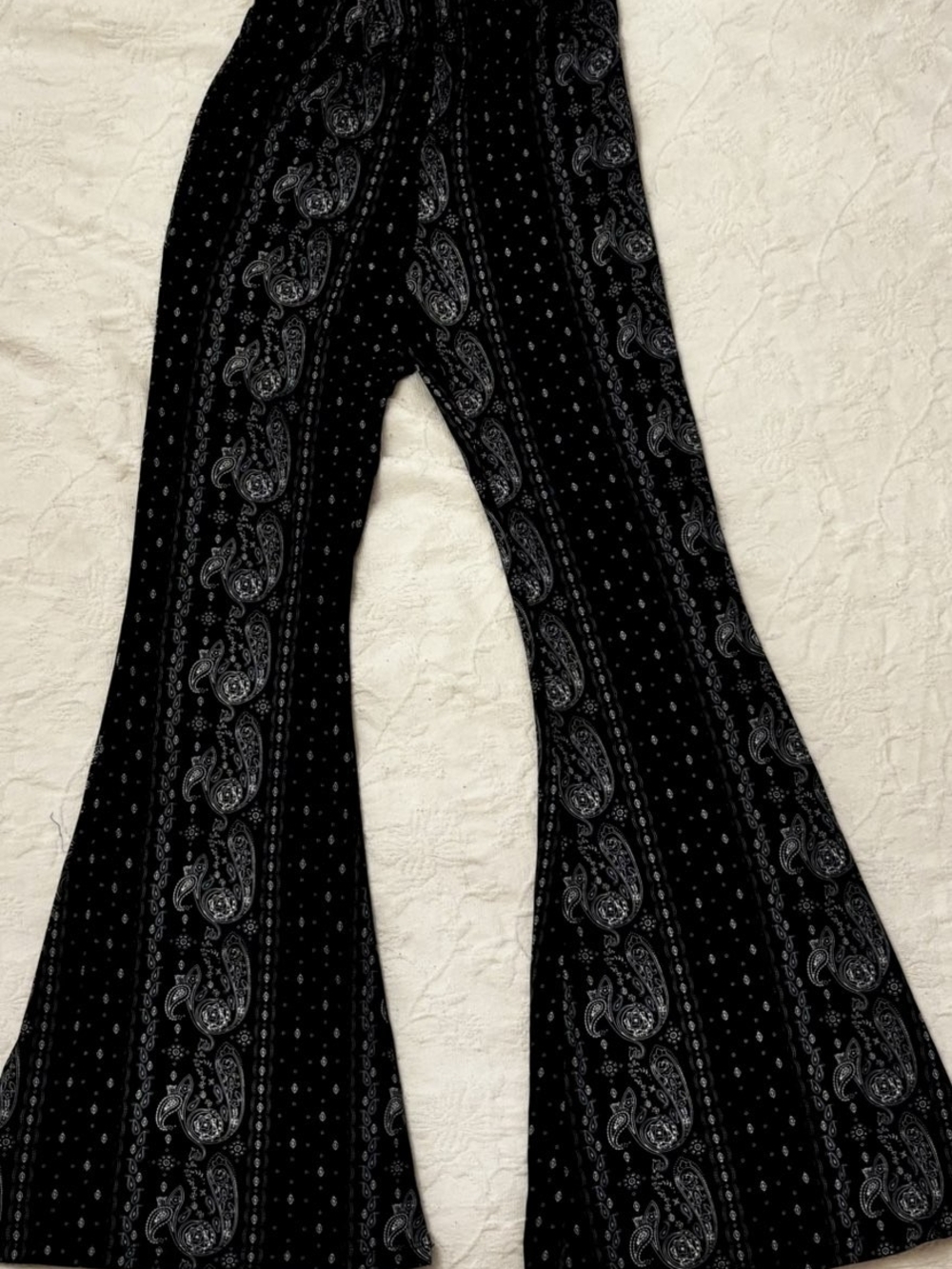 Fashion Nova Black Paisley Flare Pants - Picture 2 of 2